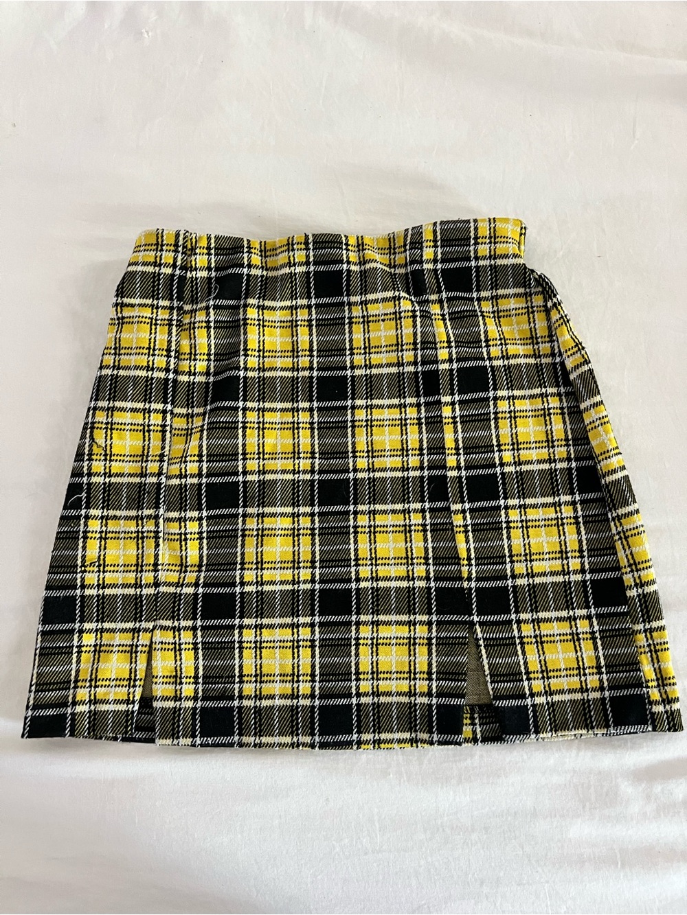 H&M Yellow & Black Plaid Mini Skirt, XS